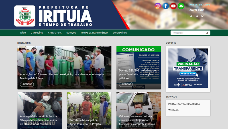 portal da transparência, site para prefeitura, irituia